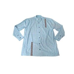 Milton Linen Hand Made Top Baby Blue Cross Stitch Collarless 48" Chest